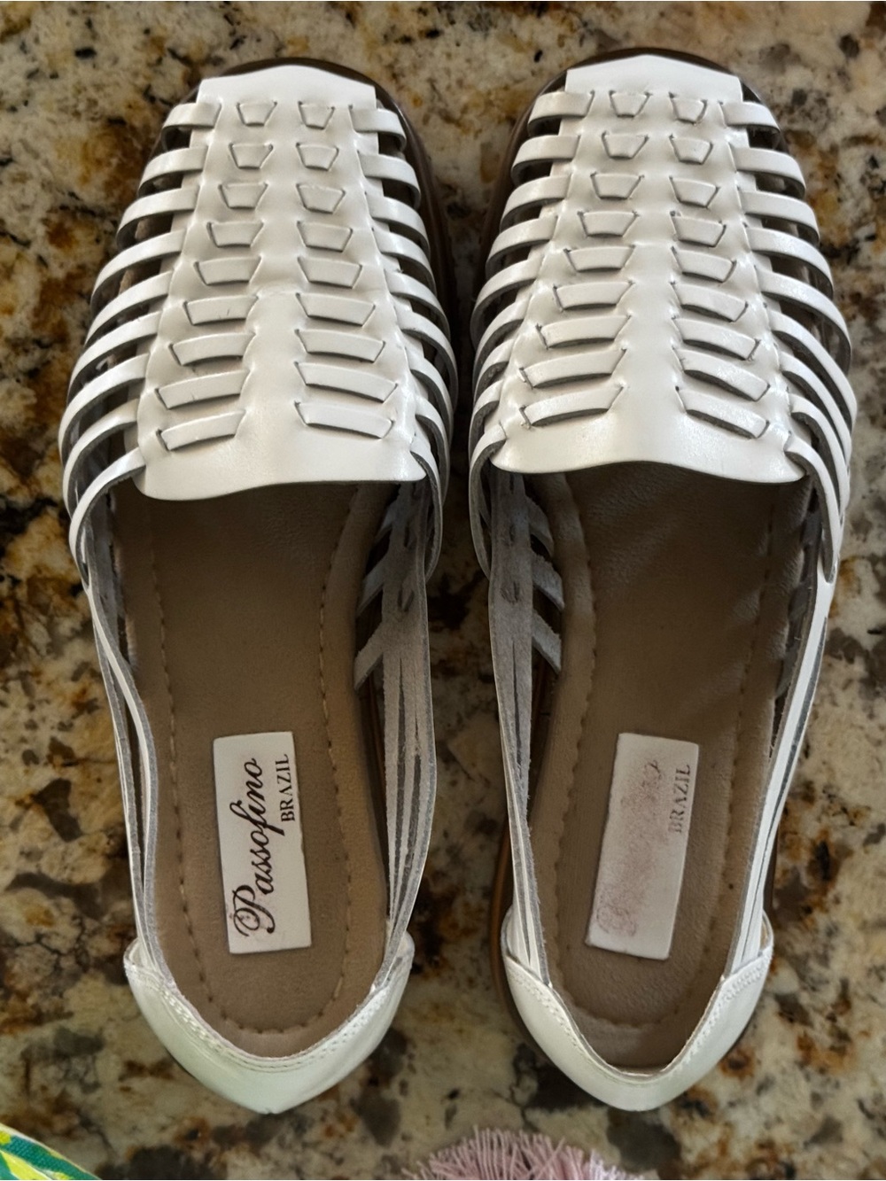 Passofino Brazil Genuine White Leather Huarache Sandles Made in Brazil